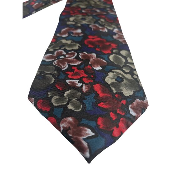 Oscar De La Renta Floral Silk Necktie Couture Collection Multicolor Red Blue Gre - Picture 5 of 8